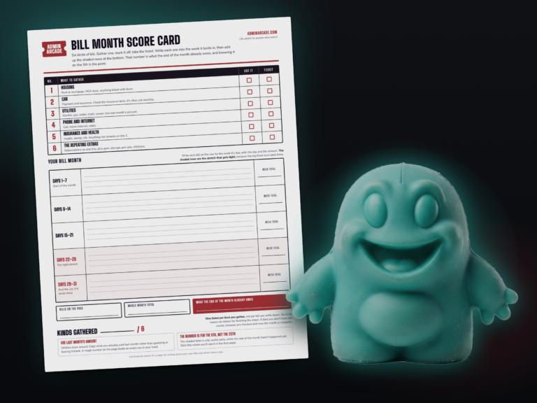 Bill month score card printable with the Month Muncher prize