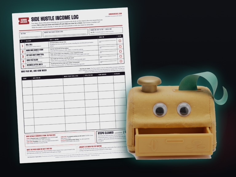 Free Printable Side Hustle Income Log + Who Sends You a 1099